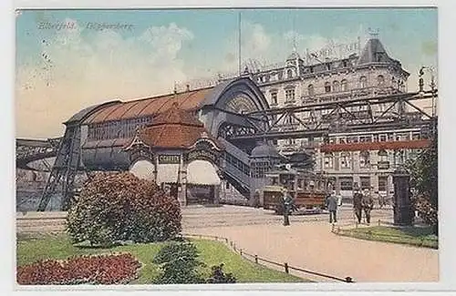 66403 Ak Elberfeld Döppersberg Bahnhof mit Bahnen 1912