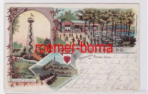 81671 Ak Lithografie Krefeld Gruss vom Hülserberg Restauration Peter Jösch 1900