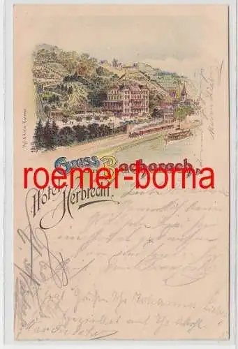 74217 Ak Lithografie Gruss aus Bacharach Hotel Herbrecht 1898