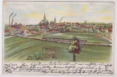 73011 Ak Lithographie Cleve Totalansicht 1906