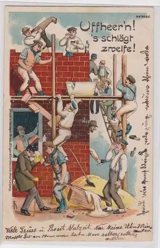 44001 Humor Ak "Uffheer´n s schlägt zwelfe!" Bruno Bürger Verlag Nr.7036, 1903