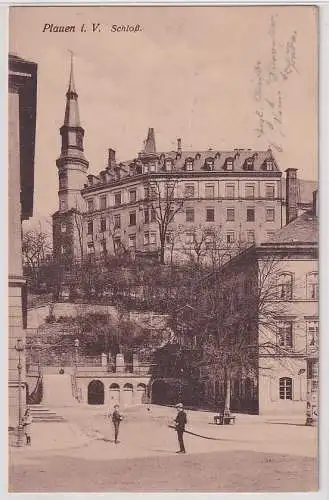 62537 Feldpost Ak Plauen i.V. - Partie am Schloß 1917