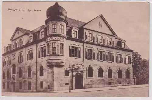13143 Ak Plauen i.V. - Blick auf die Sparkasse um 1915