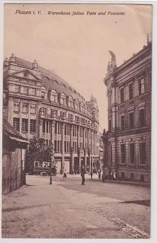 74696 Feldpost Ak Plauen i.V. - Warenhaus Julius Tietz und Postamt 1916