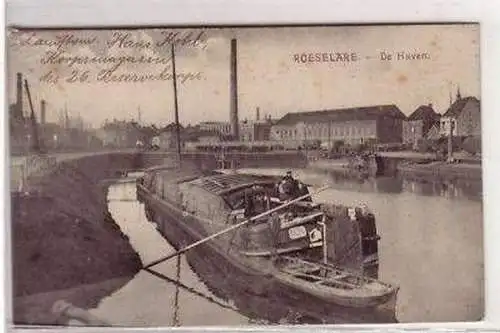 16886 Feldpost-Ak Roeselare Belgien Hafen 1916