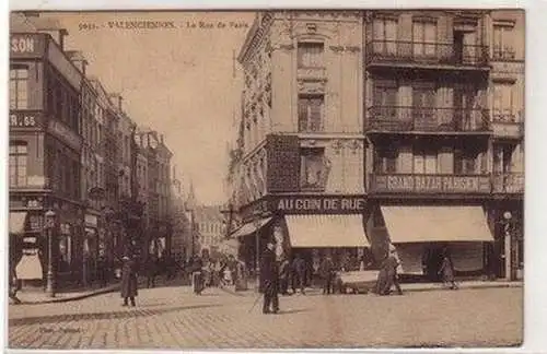 03652 Ak Valenciennes France La Rue de Paris 1911