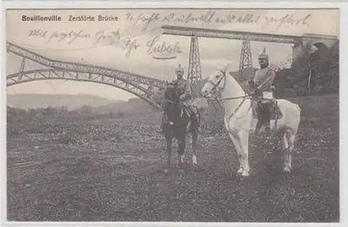 38798 Ak Bouillonville Lothringen zerstörte Brücke 1914