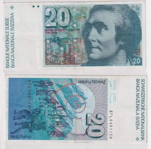 20 Franken Banknote Schweiz Sechste Banknotenserie (1976) (143838)