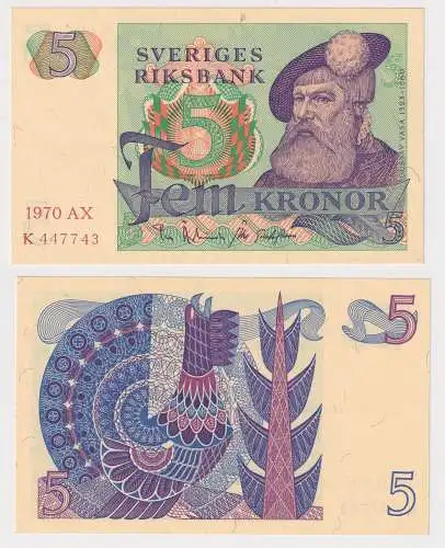 Banknote 5 Kronen Schweden 1970 kassenfrisch UNC (100704)