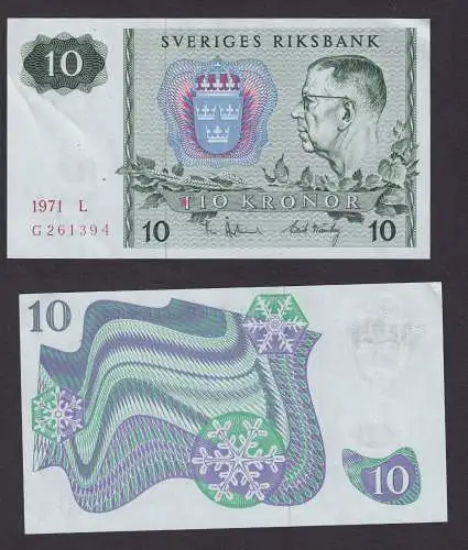 Banknote 10 Kronen Schweden 1971 fast kassenfrisch UNC (109600)