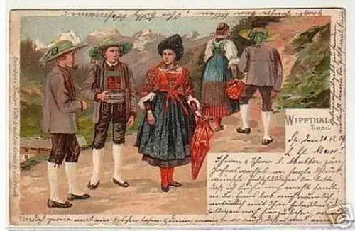 10692 Ak Wippthal Tirol Trachtengruppe 1909