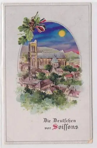 68962 Halt gegen das Licht Ak Die deutsches vor Soissons 1917