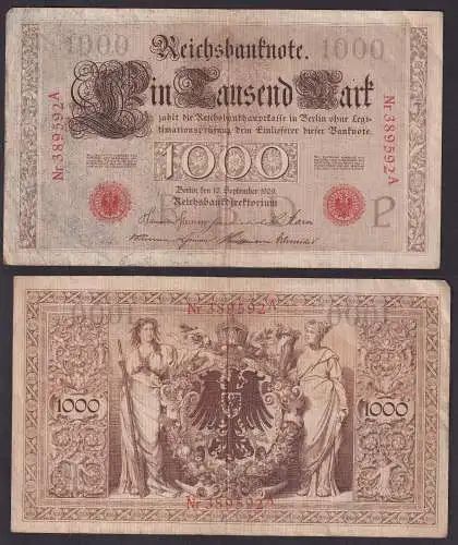 Banknote 1000 Mark Kaiserreich 10.09.1909 Rosenberg 39 (105282)