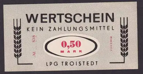 50 Pfennig Banknote DDR LPG Geld Troistedt 1968  (108066)