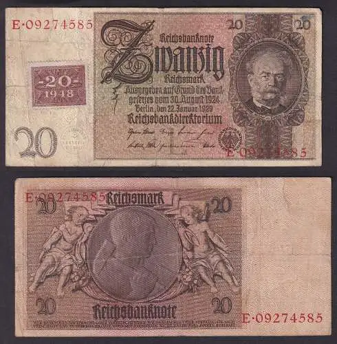 20 Mark Banknote DDR Deutsche Notenbank 1948 Kuponausgabe Ro.Nr.335 a (110832)