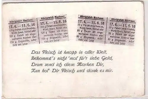 33408 Reim Ak Lebensmittelmarke Königreich Sachsen um 1915