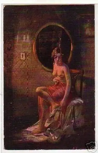 02943 Ak Erotik Akt "Nach dem Bade" um 1920