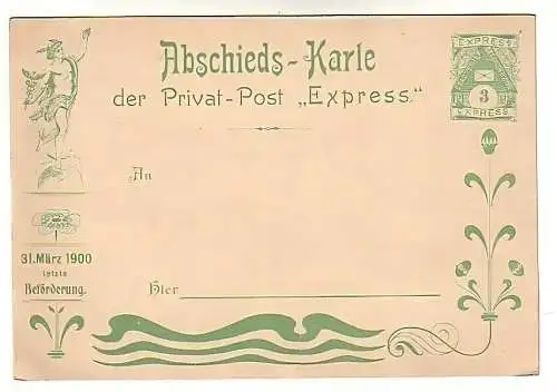 00076 Ak Privatpost Ganzsache Stadtbriefbeförderung Express Liegnitz 1900
