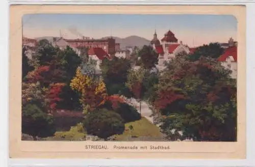 89357 Feldpost Ak Striegau Strzegom Promenade mit Stadtbad 1917