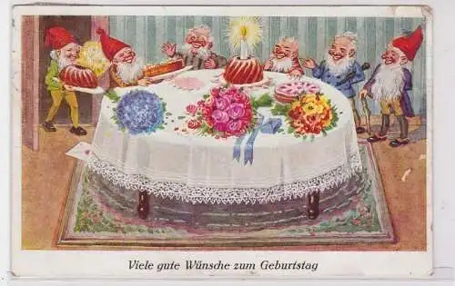 83054 Geburtstags Ak Zwerge versammelt um Geburtstagsfesttafel 1927