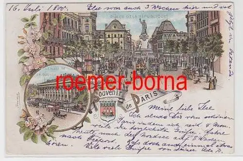 74268 Ak Lithografie Souvenir de Paris Place de la République 1900