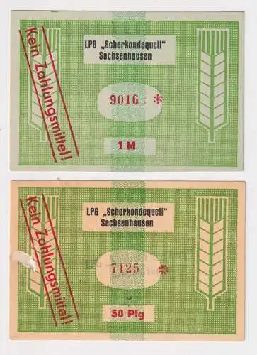 50 Pf. & 1 Mark Banknote DDR LPG Geld Sachsenhausen "Scherkondequell" (152005)