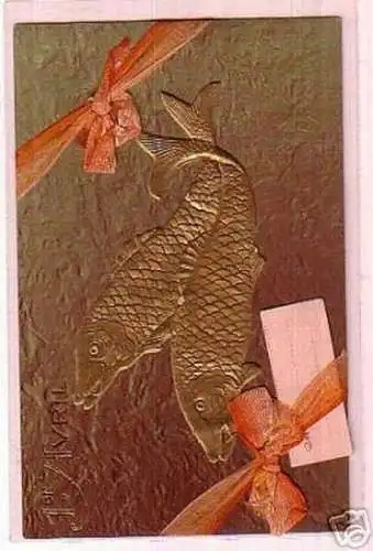00566 Ak mit 2 goldenen Fischen um 1910