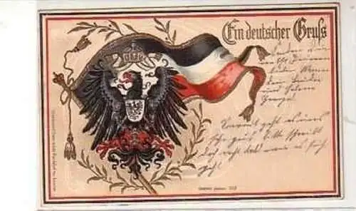 40123 Präge Ak "Ein deutscher Gruß" Reichsadler 1904