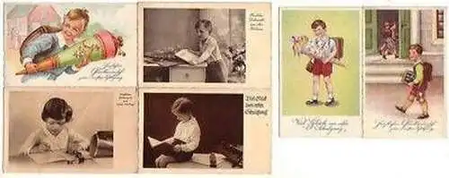 04518/6 Ak Schulanfang und Zuckertüte um 1940
