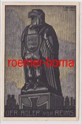 84733 Künstler Ak 'Der Adler vor Reims' Kriegspropaganda 1917
