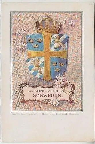15944 Wappen Ak Lithographie Königreich Schweden um 1900
