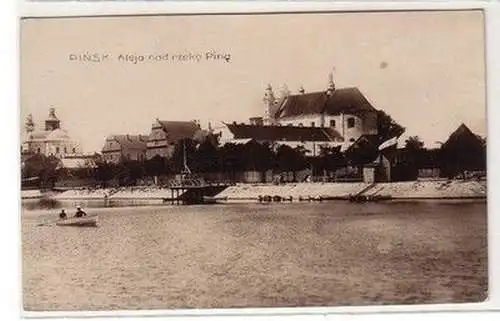 60756 Foto Ak Pinsk Weißrussland Aleja nad rzeka Pina 1936