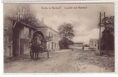 45462 Ak Straße in Machault Lazarett und Bahnhof 1915