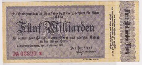 5 Milliarden Mark Banknote Inflation Lichtenstein Callnberg 22.10.1923 (146349)