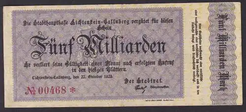 5 Milliarden Mark Banknote Inflation Lichtenstein Callnberg 22.10.1923 (110774)