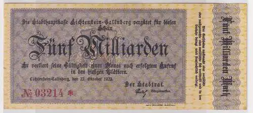 5 Milliarden Mark Banknote Inflation Lichtenstein Callnberg 22.10.1923 (123109)