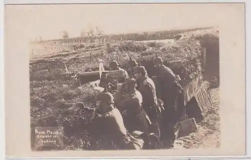 86709 Foto AK erobertes russisches Maschinengewehr in Stellung