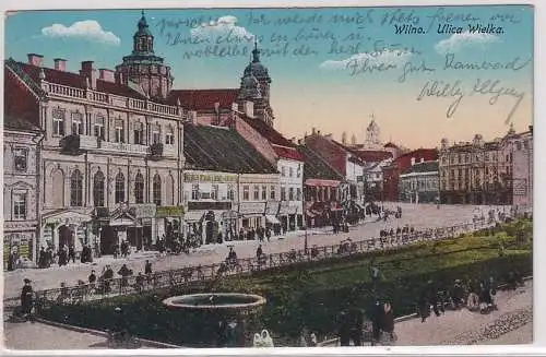 20004 Feldpost AK Wilno (Vilnius) - Ulica Wielka, Straßenansicht mit Geschäften