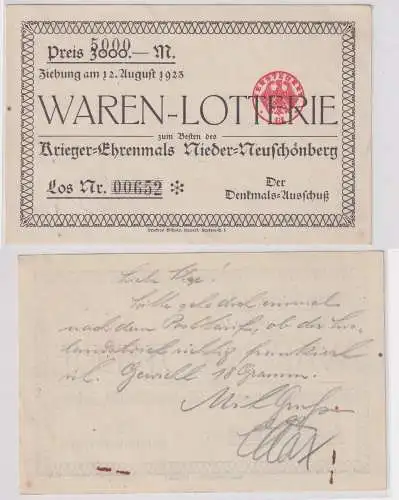 Waren-Lotterie zum Besten des Kriegerehrenmals Nieder-Neuschönberg 1923 (159141)