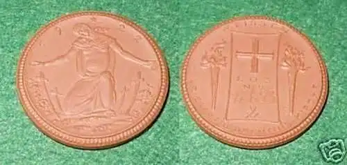 Medaille aus Meißner Porzellan Krieger Gedächtniskirche