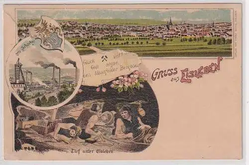 98519 AK Gruss aus Eisleben - Otto-Schacht, Gott segne den Mansfelder Bergbau