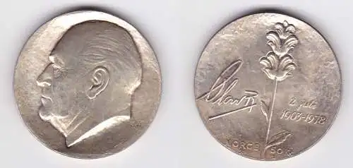50 Kronen Silber Münze Norwegen 75. Geburtstag 1978 Stgl.(160765)