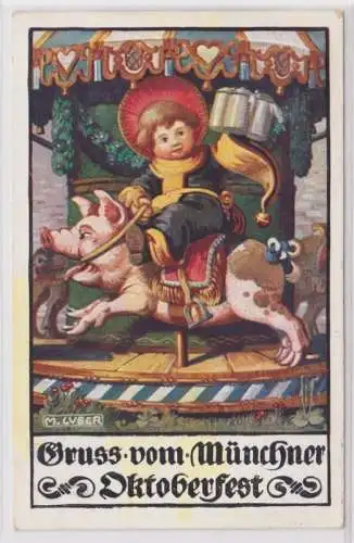 84442 Künstler-Ak Gruss vom Münchner Oktoberfest München 1912
