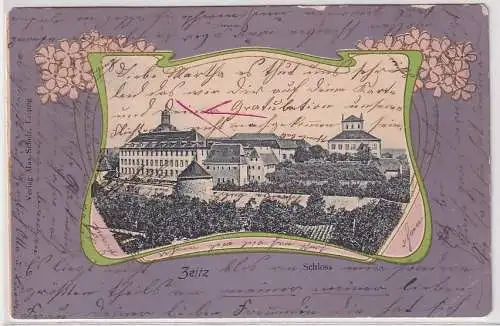 907634 Blumen Passepartout AK Zeitz - Schloss 1904