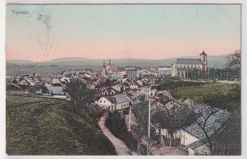 24600 AK Turnow (Turnau) - Ortsansicht mit Kirche 1910