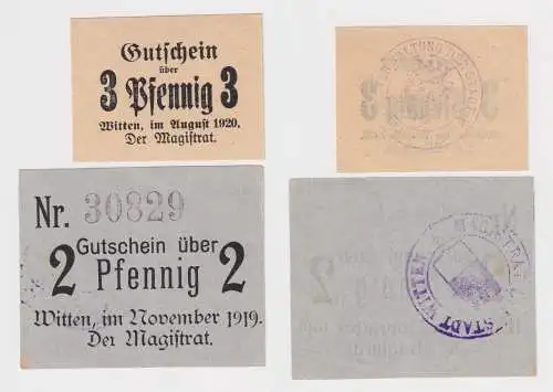 2 & 3 Pfennig Banknoten Notgeld Witten 1919/1920 (147481)
