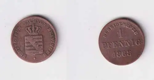1 Pfennig Kupfer Münze Sachsen-Meiningen 1868 f.ss (152238)