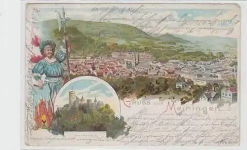 37333 Ak Lithographie Gruss aus Meiningen 1900