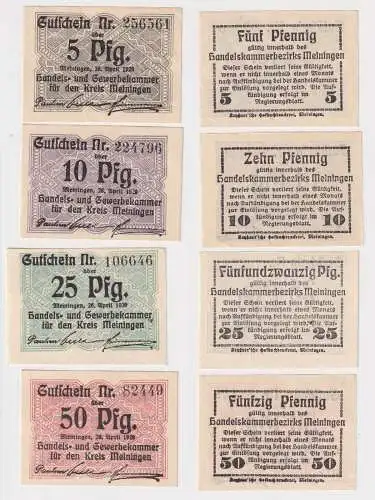 5,10,25 & 50 Pfennig Banknoten Notgeld Gewerbekammer Kreis Meiningen (140762)