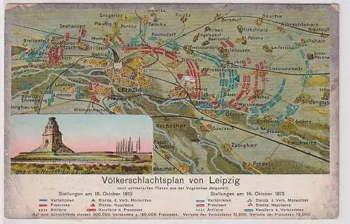 53180 AK Völkerschlachtsplan Leipzig n. authentischen Plänen aus der Vogelschau